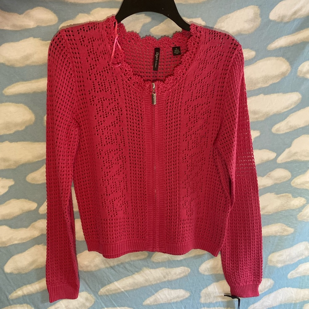 brand new tags zip up hoodie pink w design womens